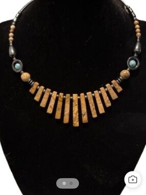 Elegant Tan and Black Beaded Necklace